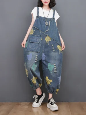Luźne spodnie ogrodniczki Plus Size – Stylowe i komfortowe