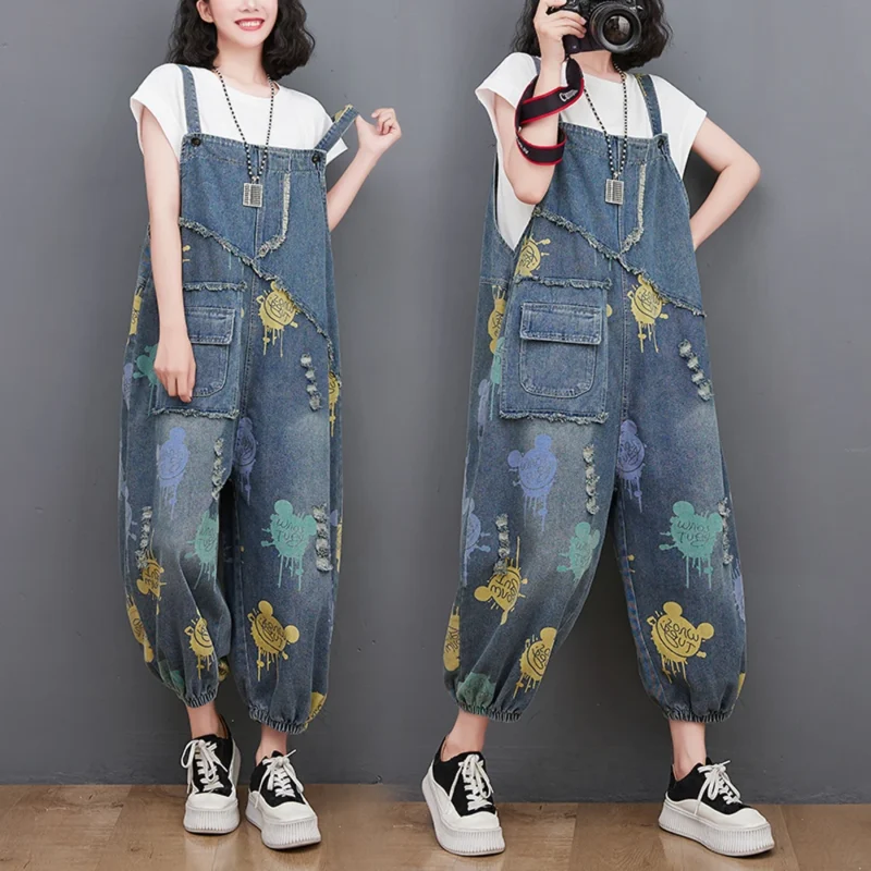 Luźne spodnie ogrodniczki Plus Size – Stylowe i komfortowe