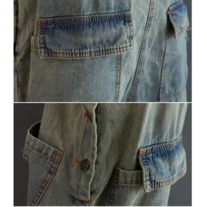 Damskie Spodnie Vintage na Szelkach z Szerokimi Nogawkami – Styl Retro,