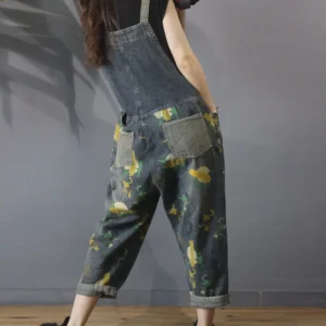 Dżinsy Damskie Vintage z Nadrukiem Patchworkowym – Styl Casual