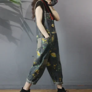 Dżinsy Damskie Vintage z Nadrukiem Patchworkowym – Styl Casual
