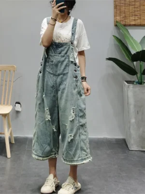 Retro Damskie Ogrodniczki Klasyczne Denim – Styl i Komfort w Jednym