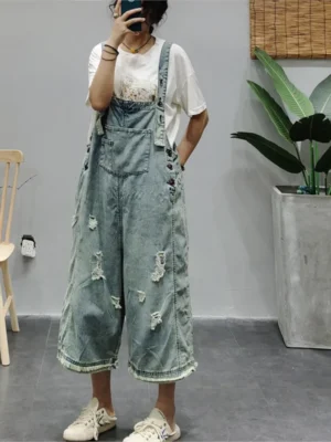 Retro Damskie Ogrodniczki Klasyczne Denim – Styl i Komfort w Jednym