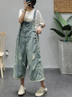 Retro Damskie Ogrodniczki Klasyczne Denim – Styl i Komfort w Jednym