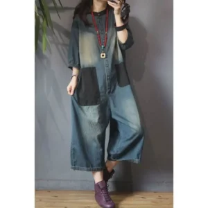 Stylowy Kombinezon Denim z Szeroką Nogawką – Vintage Oversize