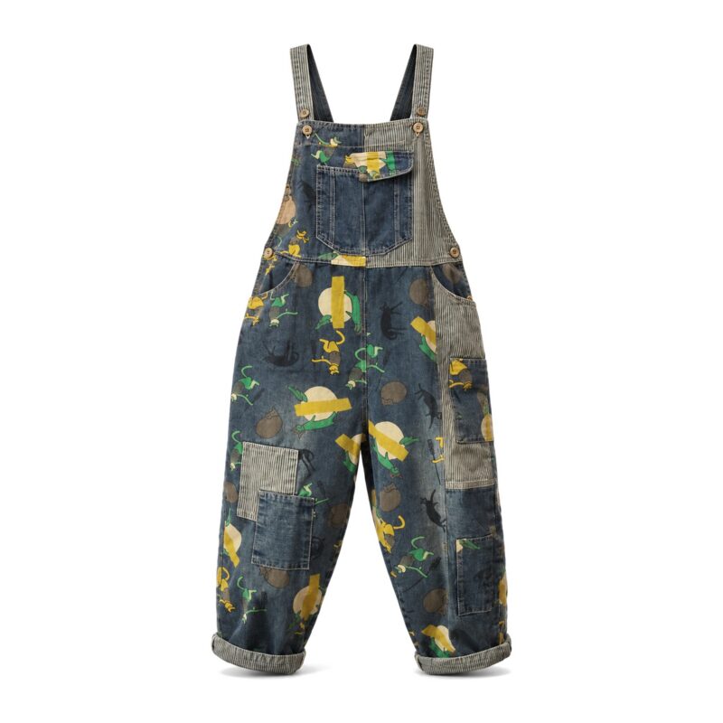 Dżinsy Damskie Vintage z Nadrukiem Patchworkowym – Styl Casual