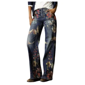 Damskie Rozkloszowane Jeansy Retro – Luźne - Dzwony