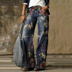 Damskie Rozkloszowane Jeansy Retro – Luźne - Dzwony