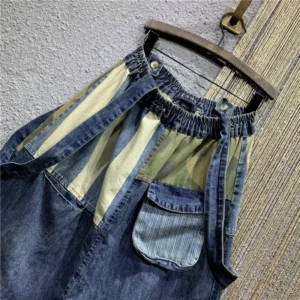 Damskie Dżinsy Vintage z Patchworkowym Designem