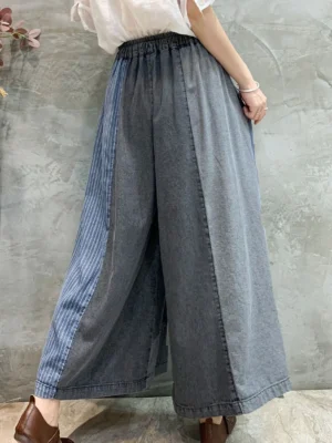 Szerokie dżinsowe spodnie damskie w stylu vintage – oversize