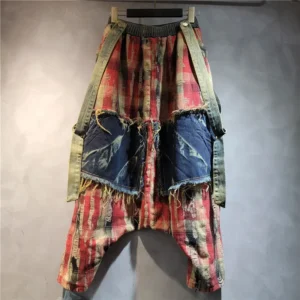 Spodnie Damskie Retro – Dżinsowe w Kratę - Styl Vintage & Komfort