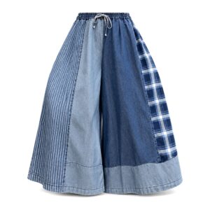 Szerokie dżinsowe spodnie damskie w stylu vintage – oversize - 001, Jeden Rozmiar