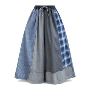 Szerokie dżinsowe spodnie damskie w stylu vintage – oversize - 002, Jeden Rozmiar