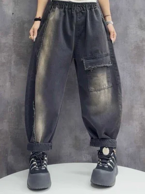 Damskie Spodnie Jeansowe Loose Fit – Vintage