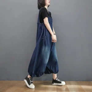Vintage Denim – Luźne Ogrodniczki Damskie z Szerokimi Nogawkami | Styl Streetwear