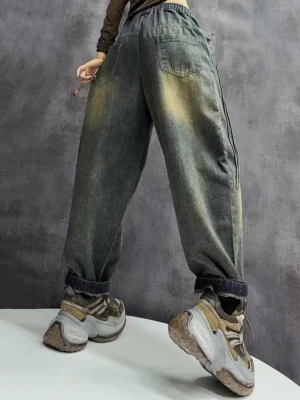 Damskie Spodnie Dżinsowe Vintage – Luźne, Stylowe, Haremki