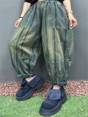 Damskie Patchworkowe Spodnie Jeansowe – Vintage Casual