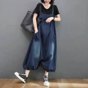 Vintage Denim – Luźne Ogrodniczki Damskie z Szerokimi Nogawkami | Styl Streetwear