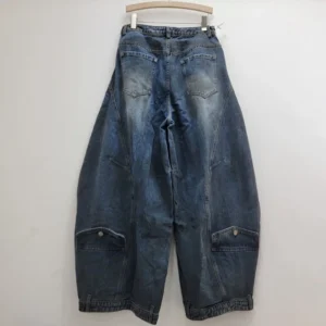Vintage Jeans – Proste Spodnie Dżinsowe z Szeroką Nogawką i Wysokim Stanem