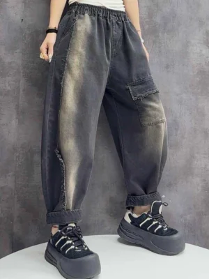 Damskie Spodnie Jeansowe Loose Fit – Vintage