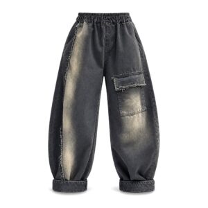 Damskie Spodnie Jeansowe Loose Fit – Vintage - Black, Jeden Rozmiar
