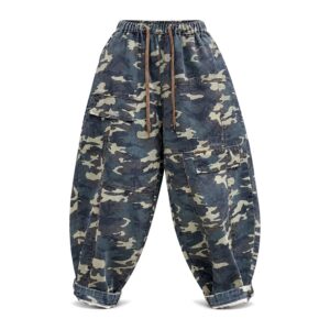 Damskie Spodnie Jeansowe Camouflage – Vintage, Luźne