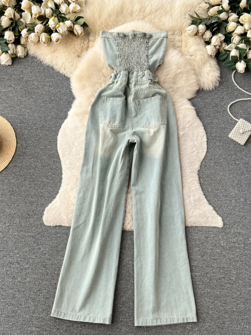 Damskie Ogrodniczki Jeansowe Slim Fit z Dziurami  – Styl Retro & High Street