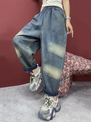 Damskie Jeansy Vintage –  Luźne Spodnie Haremowe
