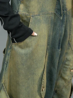 Damskie Ogrodniczki Dżinsowe w Stylu Punk – Casualowy Romper