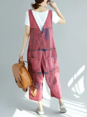 Damskie Ogrodniczki Patchwork Vintage – Designerski Look