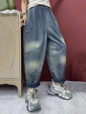 Damskie Jeansy Vintage –  Luźne Spodnie Haremowe