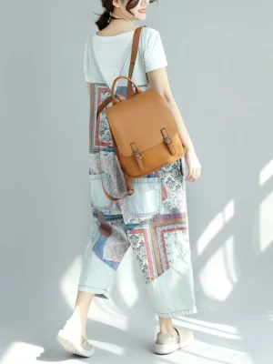 Damskie Ogrodniczki Patchwork Vintage – Designerski Look