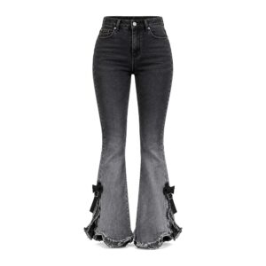 Spodnie Dżinsowe Retro Gradient – Kontrastowe Mikro Flare  Slim Fit - Szary, L