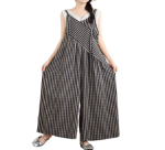Ogrodniczki  Damskie OVERSIZE W Kratkę – Szerokie Nogawki