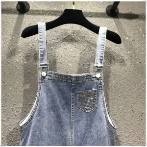 Damskie ogrodniczki jeansowe z przetarciami (ripped) – casual