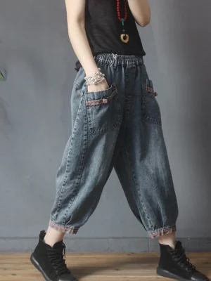 Damskie spodnie jeansowe haremki –,casual (British design)