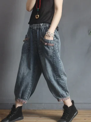 Damskie spodnie jeansowe haremki –,casual (British design)