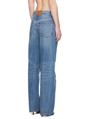 Damskie jeansy TWOTWINSTYLE – wysoki stan, luźny krój