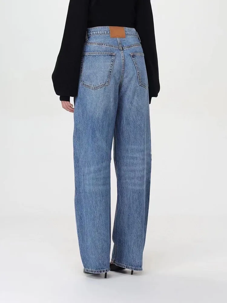 Damskie jeansy TWOTWINSTYLE – wysoki stan, luźny krój