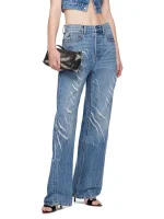 Damskie jeansy TWOTWINSTYLE – wysoki stan, luźny krój