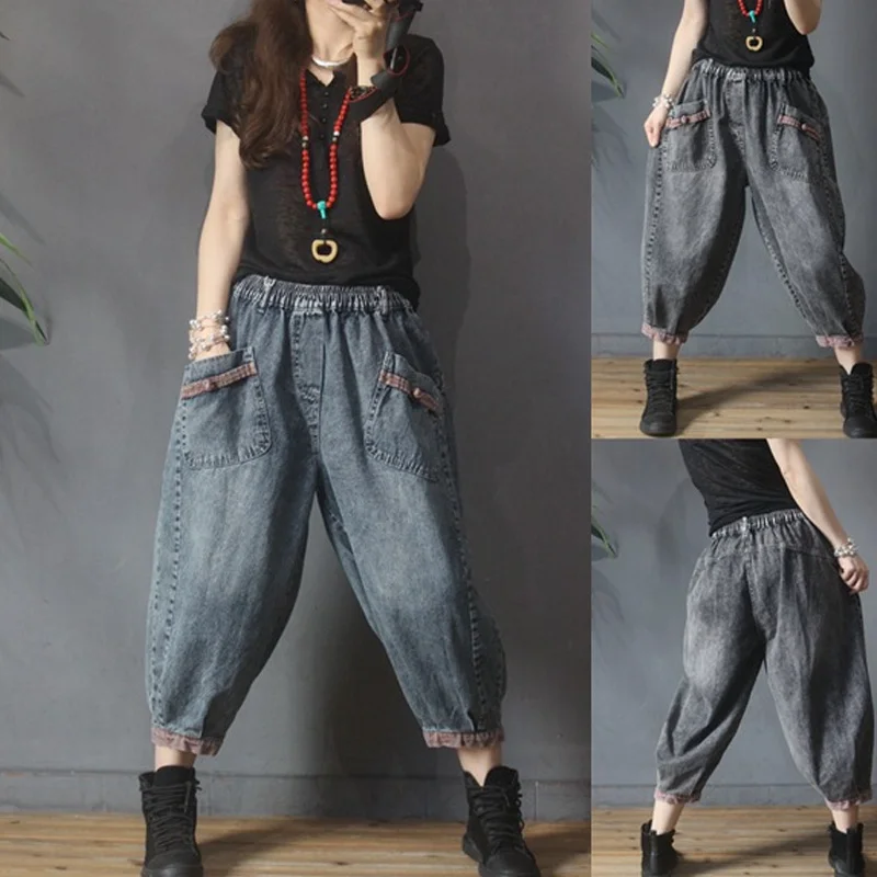 Damskie spodnie jeansowe haremki –,casual (British design)