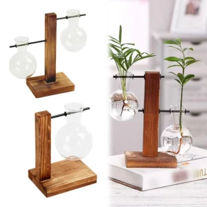 Wazon hydroponiczny z wiszącą szklaną kulą na stojaku - ujęcie produktu