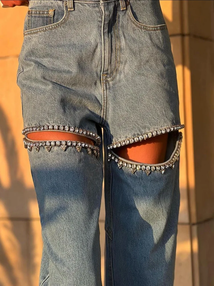 Damskie Jeansy– Luźne Spodnie Denim Straight Fit