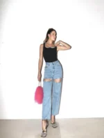 Damskie Jeansy– Luźne Spodnie Denim Straight Fit