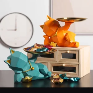 Figurka geometrycznego kota z tacą, dekoracyjny organizer - ujęcie produktu