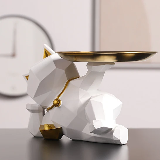 Figurka geometrycznego kota z tacą, dekoracyjny organizer - ujęcie produktu