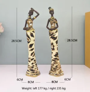 Figurka kobiety w ozdobnej sukni, smukła dekoracja na komodę - ujęcie produktu