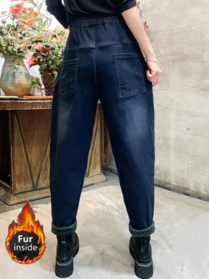 Jeansy damskie baggy, w stylu retro