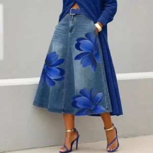 Czerwone jeansy damskie flare z wysokim stanem, plus size