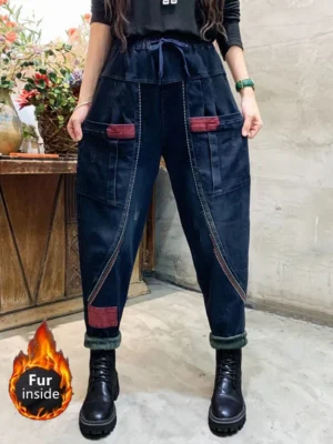 Jeansy damskie baggy, w stylu retro